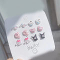 Sweet Sanrio Hello Kitty Accessories Cartoon Jewelry Ear Studs Anime Cinnamoroll Melody Kuromi Earrings For Girl Gift ANLAN. 