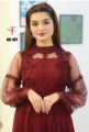 Star Garnet Fine Net Fancy Maxi For Girls/Ladies Ax-107 - Stay Elegant With A Garnet Maroon Maxi. 