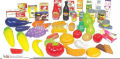 19" Mini Shopping Cart with Full Grocery Food Toy Play set for Kids Imported Made. 