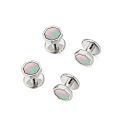 【GIGAJEWE mall】Low-key Luxury Mother Pearl Cufflinks studs Sets Lepton Shell Cufflink Collar Studs Cuff links Men Gift Set. 