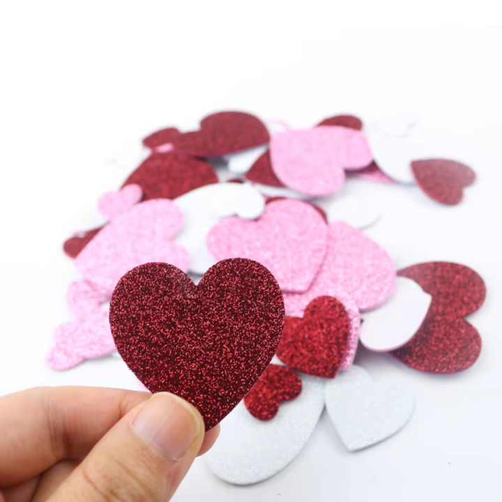 Colorful Self Adhesive Heart Shape Foam Glitter Stickers (Pack of 75) - Fomic Glitter Sheet Hearts Stickers | Glitter Hearts for Decoration