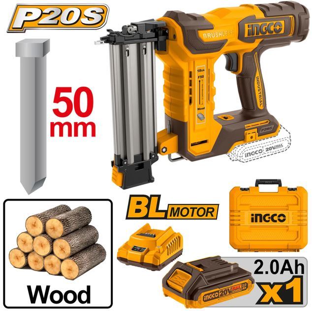 Ingco Cordless Brad Nailer Kit 20V CBNLI5008
