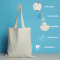 Plain Premium Cotton Tote Bag for Shopping, Girls, Packaging & Everyday Use – Eco-Friendly Organic Fabric (15"x16"). 