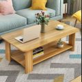 Coffee Table with 2 Tiers Storage Shelf, MDF Sofa Table for Living Room, Office Furniture by RM Center. 
