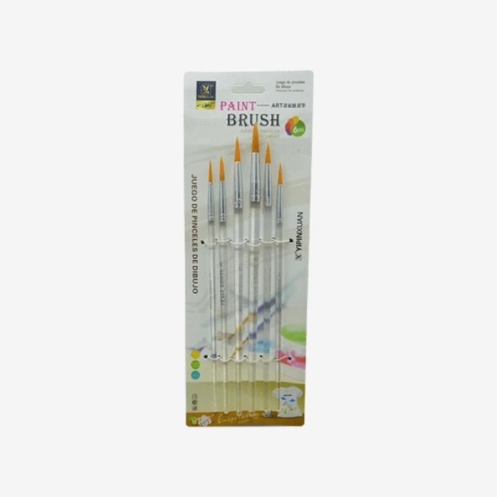 Transparent Stick 6pcs Round Art Brush Set Oil Painting Brush Blending Size Oil Acrylic Paint School DIY Craft Supply.