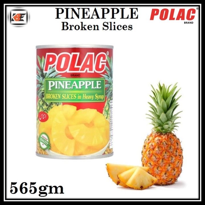 Polac Pineapple Broken Slices cane in Heavy Syrup 565gm Tin Pack Polac Pineapple is a Delicious and Convenient Canned Fruit Imported and High Quality Product