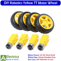 TT Motor & Wheel Set 4-Pack (8pcs) | Dual Shaft 5V DC Plastic Gear Motor with High Torque & Durable Wheels for DIY Robotics Cars Kits by Electrica. 