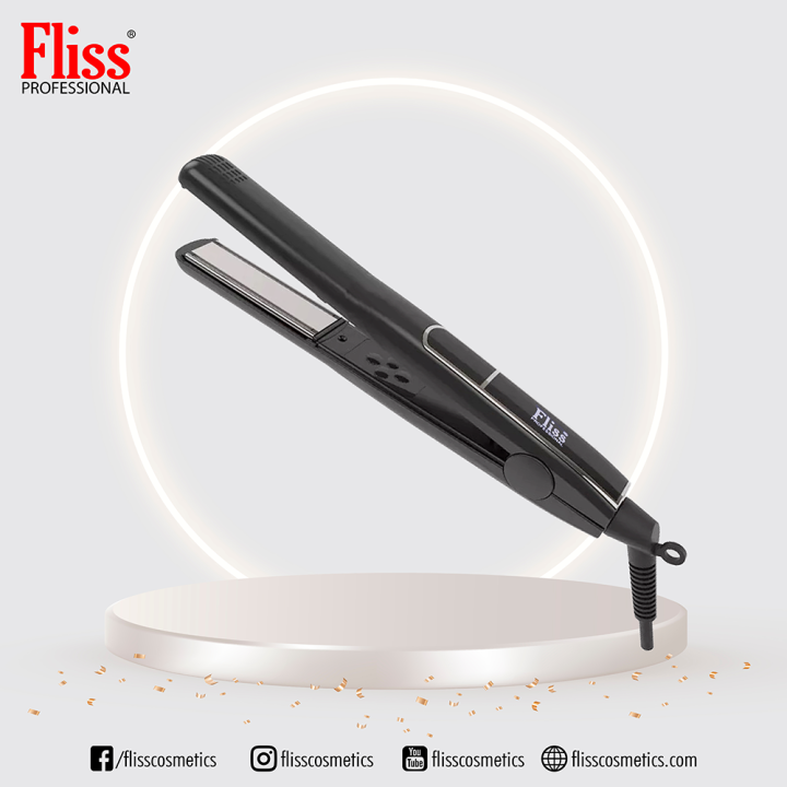 Fliss Pro Silver Aluminum Black Straightner FS-11