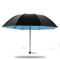 Folding small black umbrella - vinyl sun umbrella - sunny umbrella for woman man - Black & Silver. 