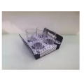 6/4 Slot Tray for Non Slip Serving of Coffee ,Tea ,Drinks Easy Grip Elegant Shiny Look Acrylic Glass Holder, Black/White One Size. 