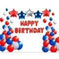Red - 13 Pcs Happy Birthday Foil Balloons Set - Chain Banner Style For Decoration 16 inch Each Alphabet Letters Solid Foil Shinning Party Decoration. 