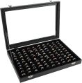 Ring Organizer Display Case, Ring Storage Tray for Multiple Rings with Clear Lid, Jewelry Tray Organizer, Ring & Earring Holder Storage Box for Shows ~ 100 Slots (Rose). 
