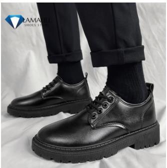 LAMALILI Business Leather Shoes For Men British Black Lace-up Shoes Casual Formal Leather Shoes