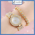 LooKeo Mall 2pcs Women's Diamond Quartz Watch Diamond Luxury Bracelet Little Fresh Leisure Watches for Girl. 