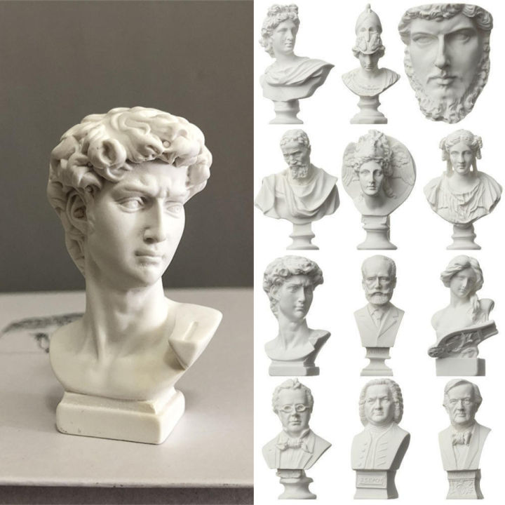 CUANFEN Resin David Statue Mini Head Art Decoration Norse Mythology Music Artist Figure Statue European Modern Art Sculpture Decoration