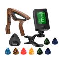 1Set Guitar Capo Guitar Tuner for Ukulele Violin Acoustic Guitar with Picks and Pick Holder. 