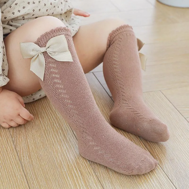 Cute Newborn Baby Socks With Bow Summer Mesh Kids Girl Knee High Socks Soft  Cotton Breathable Solid Color Long Socks For Girls | Daraz.pk