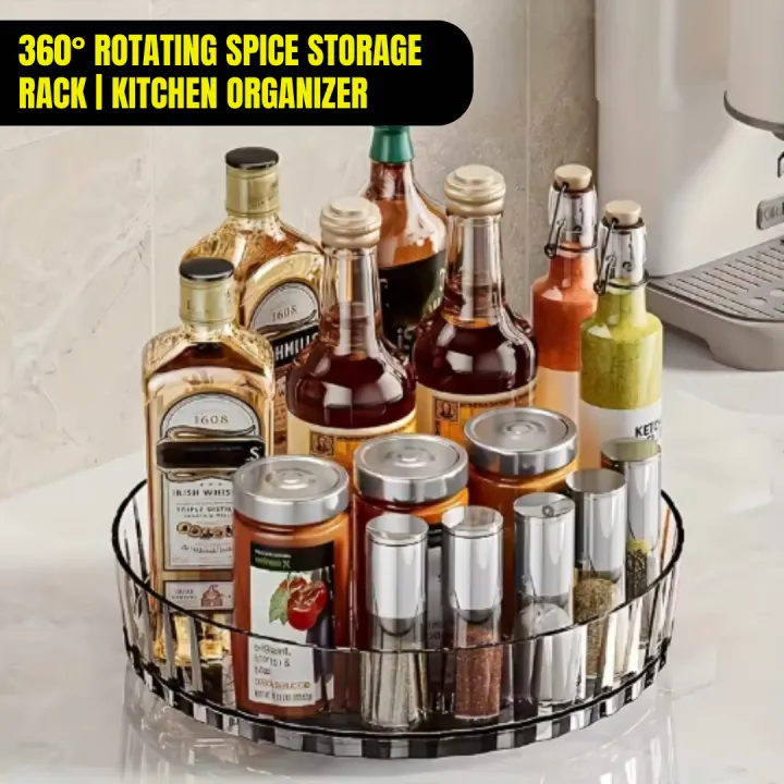 360° Rotating Spice Rack Organizer | Non-Slip Turntable Tray for ...