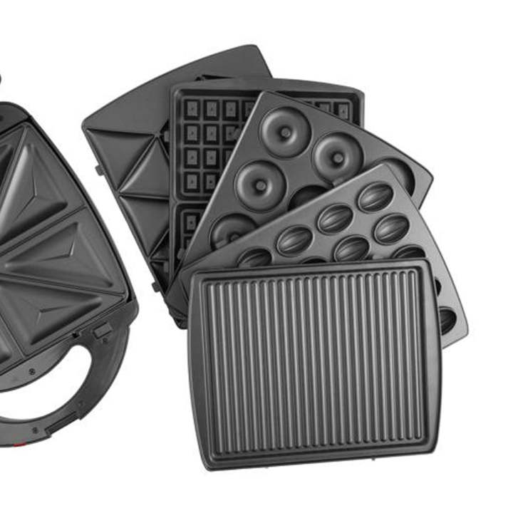 Geepas GSM36528 4 Slice Sandwich Maker 6 in 1 ( Waffle Maker, Donut Maker, Grill, Nuts Maker, Biscuit Maker, Sandwich Maker
