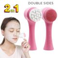 3D Double Sides Silicone Face Cleanser Facial Cleansing Brush Portable Face Cleaning Massage Tool. 
