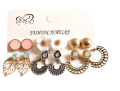 6 pairs New Fashion Stud and Drop Earrings set Mixed Pearl and Bohemian Vintage style Jewellery accessories for Women. 