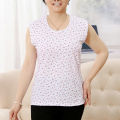 Middle-aged and elderly vests, women's cotton undershirts, mothers, round neck, undergarments, cotton old people's vests, thin old ladies short sleeves. 