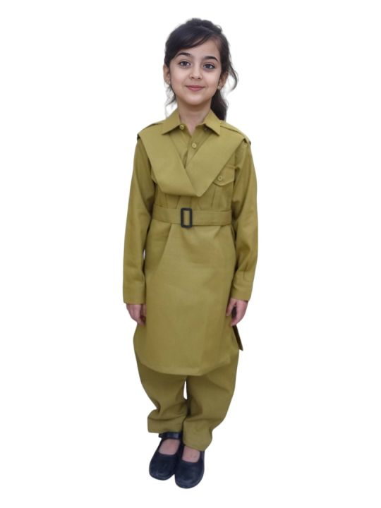 Khaki Army shalwar kameez for girls (3-14 yrs.)