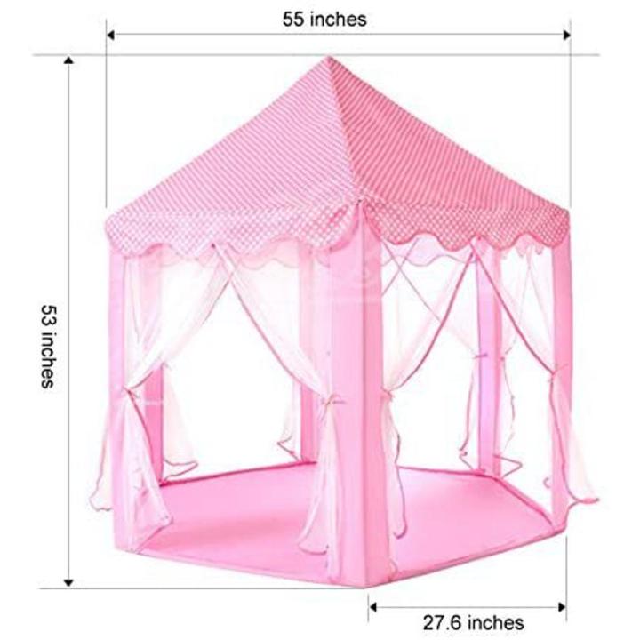 Sumbababy Princess Castle Tent for Girls Fairy Play Tents for Kids Hexagon Playhouse with Fairy Star Lights Toys for Children or Toddlers Indoor or Outdoor Games (Pink)