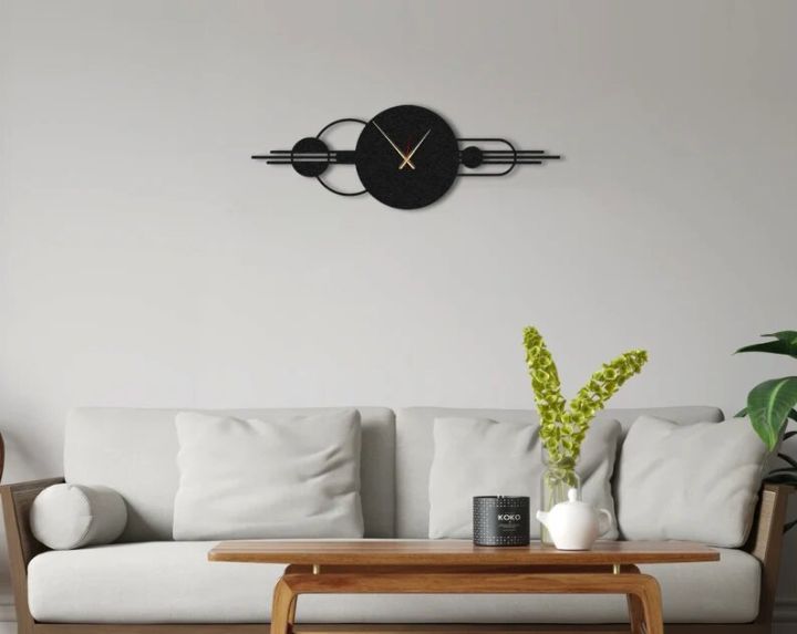 Present Era, Metal Wall Clock, Minimalist Oversized Metal Wall Clock, Boho Wall Art, Modern Large Wall Clock, Unique Wall Art, Silent Wall Clock, Black Wall Clock, Styline, Metal Wall Hanging, Metal Wall Clock For Bedroom