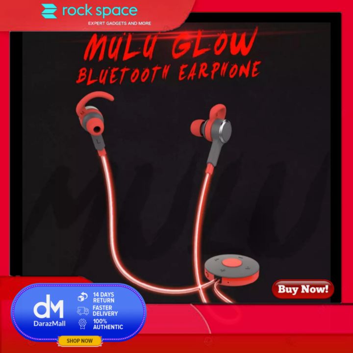 ROCK Mulu 4.0 Wireless Bluetooth Earbuds In Ear Headphones Neck Hanging Handfree Earphone Flash LED Wire