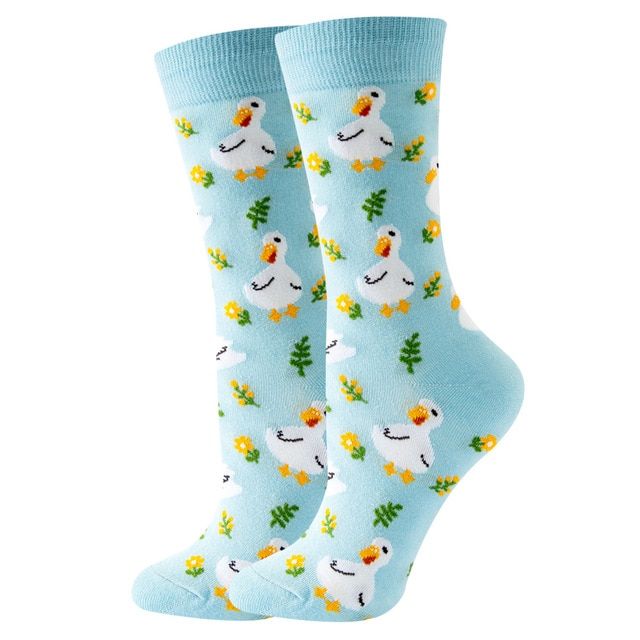 【Happytree】 Cute Women Socks Cartoon Animal Food Fruit Socks Kawaii Funny Trendy Socks Happy Harajuku Casual Socks Autumn Spring Stocking