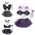 Cute Bat Wings Bat Wings Sets Tutu Skirt 2-8year Bat Wings Skirt Suit Headband Halloween Gift Halloween Stage Wear Sets Halloween Day. 
