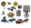 PUBG & Aesthetic Laptop Stickers (Pack of 13) - Decals for Mobile, Laptop, Tablets & Journals - 2x3 Inch Gaming Sticker Pack for Boys & Girls. 