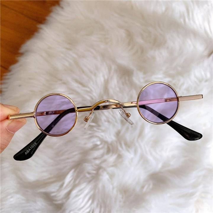 Vintage Rock Punk Man Sunglasses Classic Small Round Sunglasses Women Wide Bridge Metal Frame Black lens Driving Eyewear