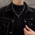 Kpop Zircon Cross Star Beaded Necklace Men Imitation Pearl Star Pendant Necklaces Y2K Hiphop Star Tassel Choker Necklace Unisex. 
