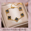 : Elegant Stainless Steel bracelet, Black Clover double side Stylish Bracelet, four leaf bracelet for Women and Girls  Fashionable Stainless Steel Jewellery Collection , Gold plated bracelet. 