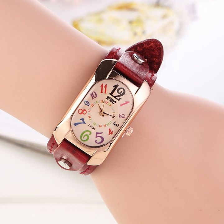 AliExpress/Ebay Fashion Vintage Style Women's Watch Brand Quartz Watch Genuine Leather Ladies Watch