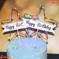LED Lights (Custmize) & Happy Birthday Nikah Mubarik Happy Annyversary Cake topper for Birthday Party Decorations 4 inches. 
