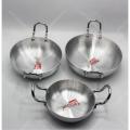 Karahi Silver Steel Karahi For Cooking And Serving On Table Pack Of 3. 