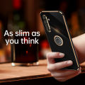 For Realme XT Back Cover with Ring Holder Stand Plating Square Bumper Protective Case Camera Lens Protection Soft Silicone Shockproof Mobile Phone Cases. 