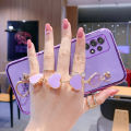 For Samsung Galaxy A72 Back Cover with Love Heart Chain Wrist Strap Fashion Bracelet Shiny Plating Bumper Protective Case Silicone Shockproof Mobile Phone Cases. 