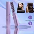 Rechargeable Mini Hair Straightener, Travel Portable USB Charging Cordless Hair Straightener Bursh, Three Temperature Adjustments Flat Iron, With 16 comb teeth, built-in 4000mAh rechargeable batter. 