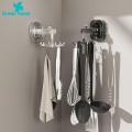 Reusable Wall-mounted Rack 1pc Storage Hook Kitchen Utensil Hanger 6 Hooks 360 Degree Rotatable No Drill Wall Mount under Cabinet Suction Cup Holder Organizer Home Supplies. 