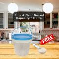 Airtight Rice Flour Bucket 10 Ltrs Storage Container With Free Spoon - Perfect For Rice Flour Cereal Storage. 
