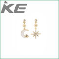 Silver Needle Sun Moon Myth White Moon Cross Micro-set Crystal Earrings Asymmetrical Girl Stud Earrings for gilrs for women low price. 
