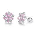 Party Collection Pink Crystal Zircon Cherry Blossom Flower Stud Earrings for Girls & Women - PENG-ER-06. 