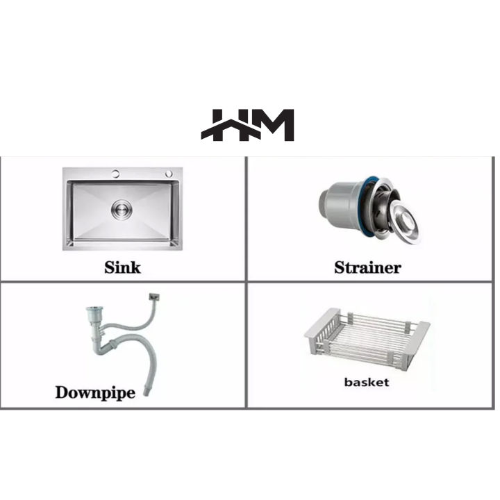 HM%20Handmade%20Kitchen%20Sink%20Bowl%20-%206845%20-%20Stainless%20Steel%20-%20304%20Grade%20SS%20High%20Quality%20-%2068x45%20-%20With%20Complete%20Drain%20Set%20&%20Basket%20-%20Image%204