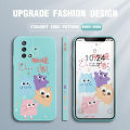 Jizetin for OPPO F19 / A74 / A95 Case Funny Cartoon Monster Family Side Design Phone Cover Square Edge Pattern Liquid Silicone Phone Cases. 