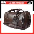 Leather Duffle Bag - Dark Brown. 