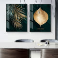 Modern Golden Plant Leaves Canvas Painting Home Office Picture Poster Wall Decor. 